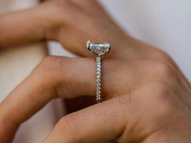Radiant Cut Engagement Ring - Lab Grown Gold Diamond Pave | Briza Jewel
