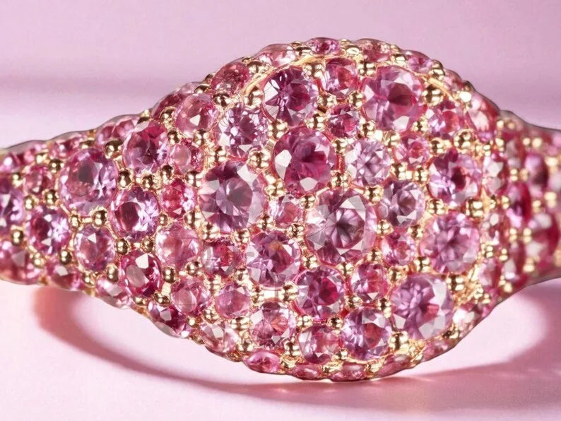 Pink Sapphire Engagement Ring - Rose Gold Pave | Briza Jewel