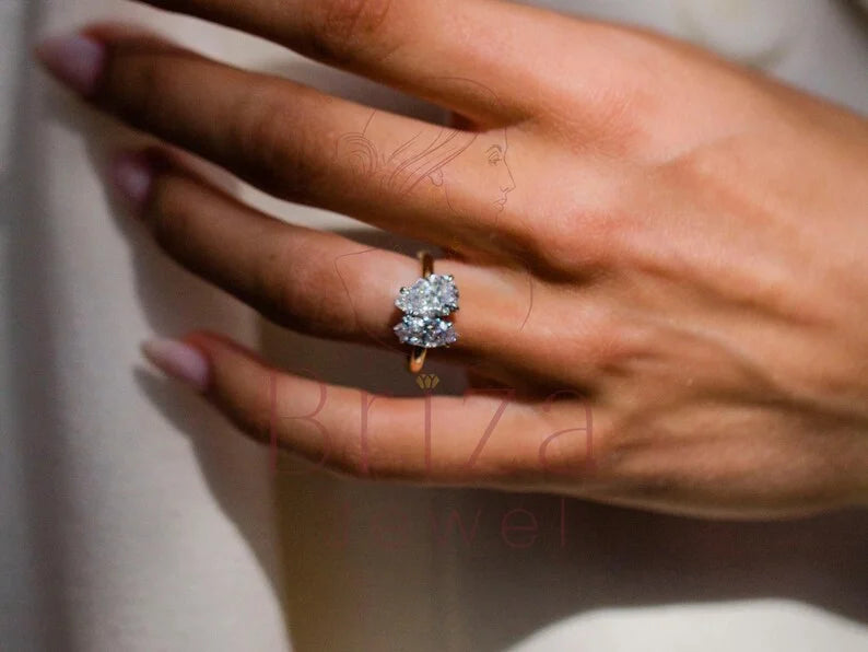 Marquise and Pear Diamond Ring - 14K Gold Toi et Moi | Briza Jewel