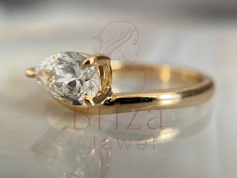 Pear Engagement Ring - Lab Grown Diamond Solitaire | Briza Jewel
