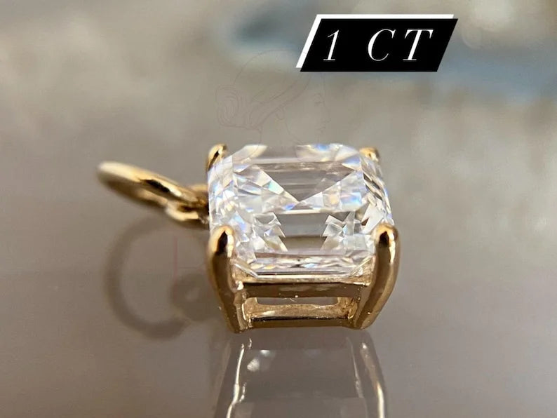 Asscher Cut Diamond Pendant - Lab Grown Gold Necklace | Briza Jewel