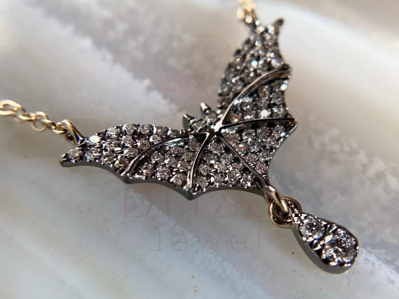 Diamond Bat Pendant - Necklace | Briza Jewel