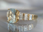 Cushion Engagement Ring - Gold Aquamarine | Briza Jewel