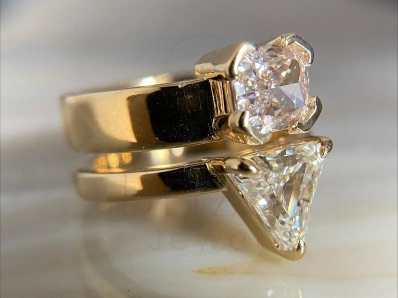 Toi et Moi Wedding Ring - 18K Yellow Gold Ring | Briza Jewel