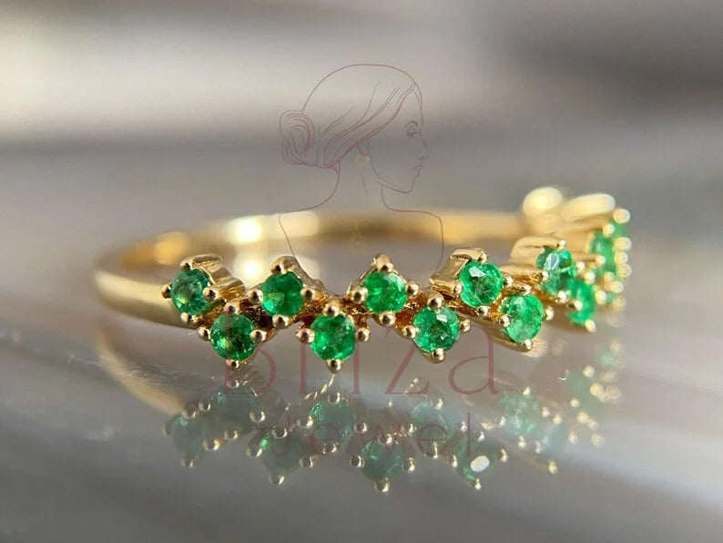 Emerald Cluster Ring - Gold | Briza Jewel