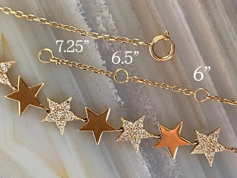 Gold Star Charm Bracelet - Lab Grown Diamond | Briza Jewel