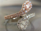 Pear Cut Toi Et Moi Ring, Pink & White Diamond Ring | Briza Jewel