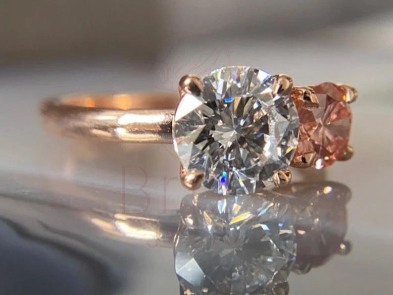 Two Stone Diamond Ring - Yellow Gold Toi et Moi Ring | Briza Jewel