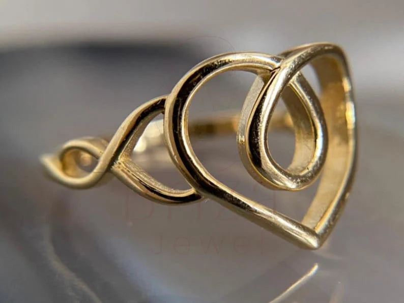 Gold Heart Shaped Ring | Open Love Band | Briza Jewel
