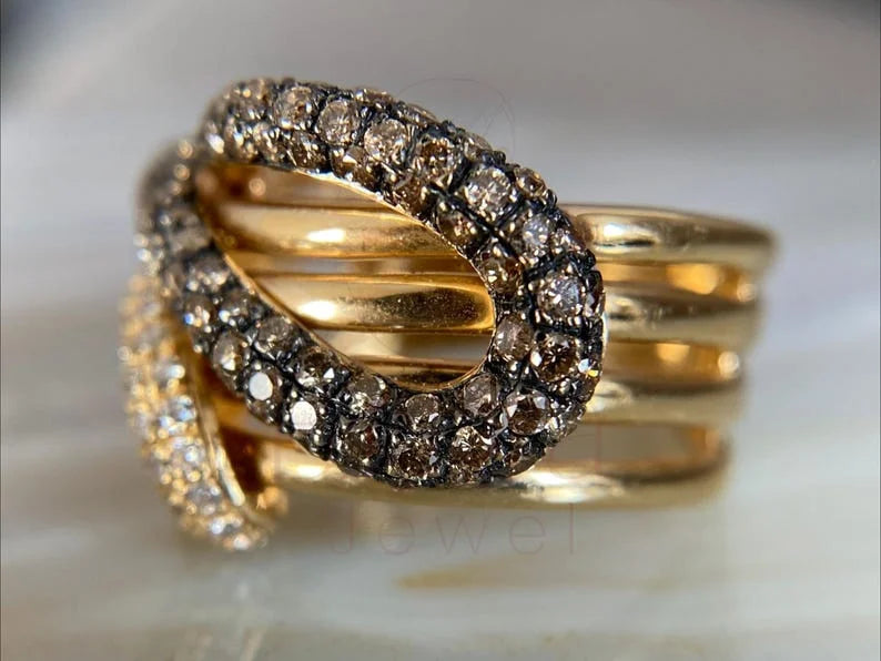 Gold Diamond Crossover Ring | Briza Jewel