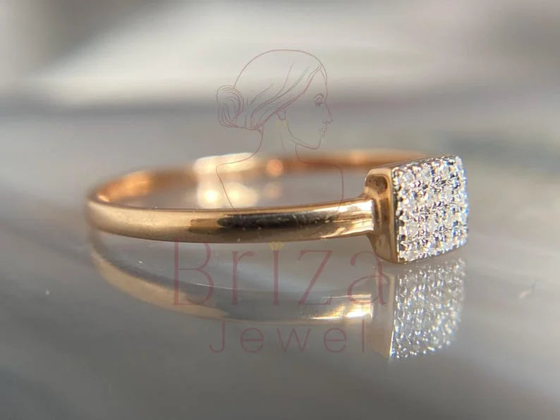 Square Diamond Ring - Gold Minimalist | Briza Jewel