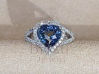 Blue Heart Diamond Ring - Halo | Briza Jewel