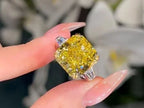 Cushion Cut Yellow Diamond Ring - Lab Grown | Briza Jewel