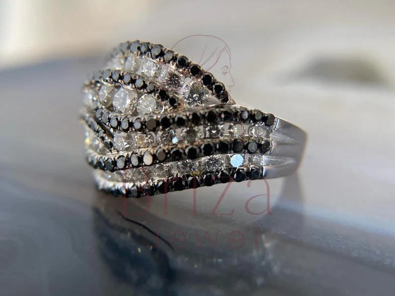 Black and White Diamond Ring - Pave | Briza Jewel