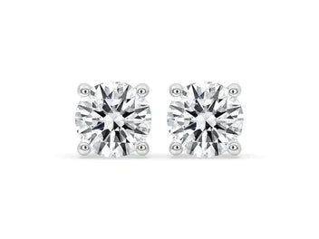Round Diamond Stud Earrings - Silver Moissanite | Briza Jewel