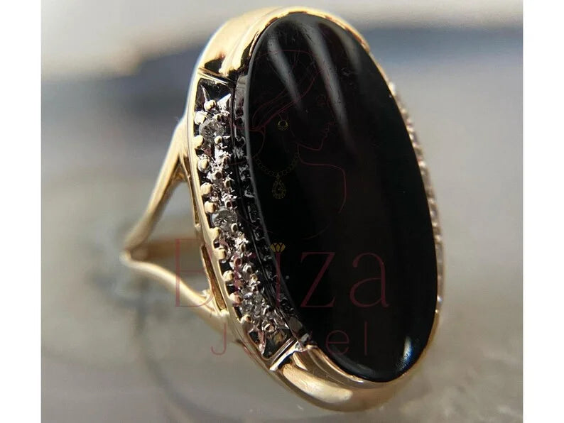 Women's Black Wedding Ring - Gold Diamond | Briza Jewel