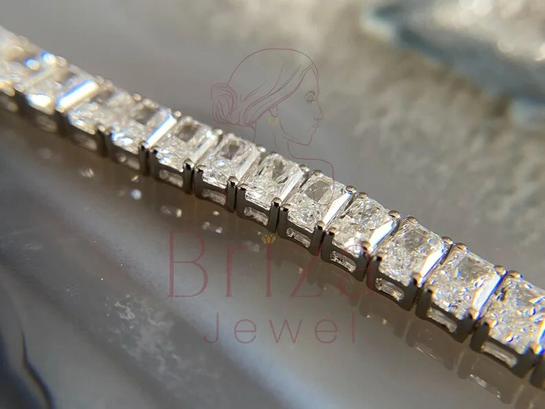 Emerald Tennis Bracelet - Lab Grown White Gold Diamond | Briza Jewel