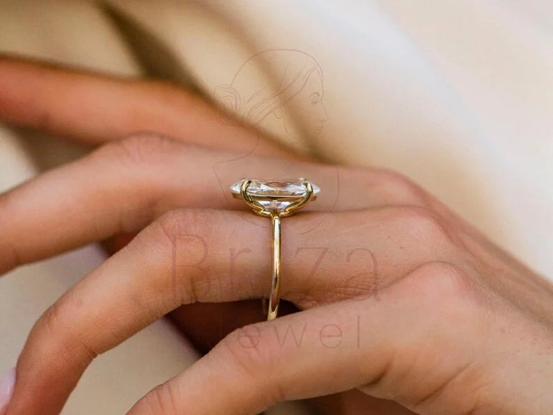 Lab Grown Oval Engagement Ring - Gold Diamond Solitaire | Briza Jewel