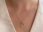 Gold Circle Pendant - Diamond Minimalist Necklace | Briza Jewel
