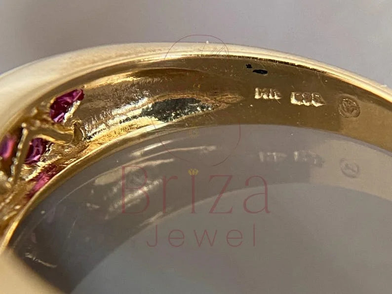 Wedding Band Chevron - Lab Grown Gold Diamond Vintage Ring | Briza Jewel