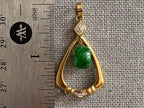 Green Jade and Diamond Pendant - Gold Vintage Necklace | Briza Jewel