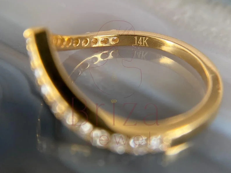 V Shaped Wedding Band - Ring | Briza Jewel
