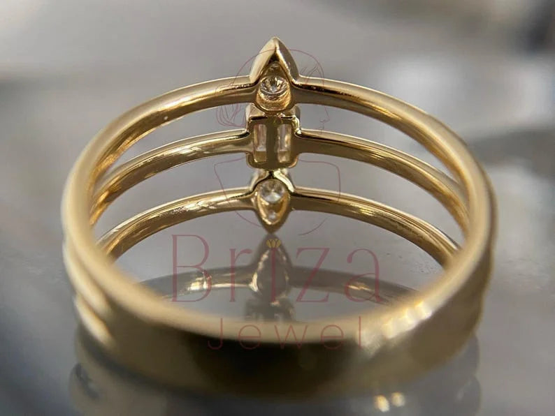 Geometric Wedding Band - Lab Grown Baguette Diamond Ring | Briza Jewel