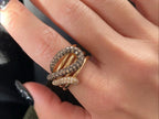Gold Diamond Crossover Ring | Briza Jewel