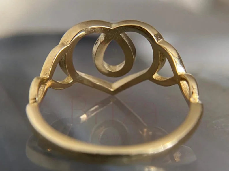 Gold Heart Shaped Ring | Open Love Band | Briza Jewel