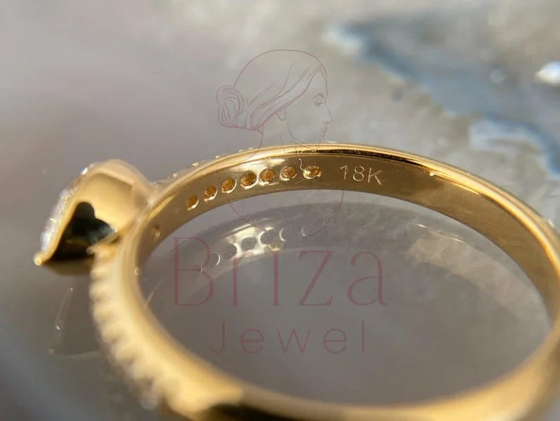 Marquise Cut Diamond Ring - Yellow Gold Pave | Briza Jewel