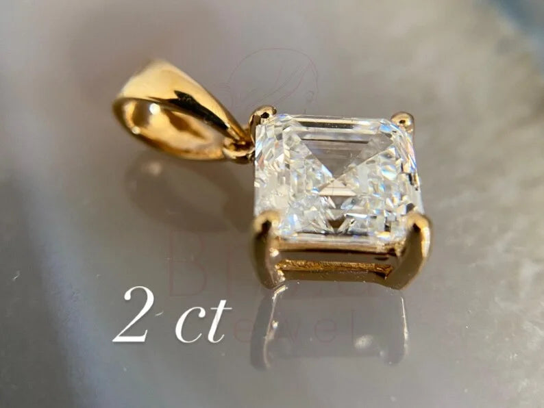 Asscher Cut Diamond Pendant - Lab Grown Gold Necklace | Briza Jewel