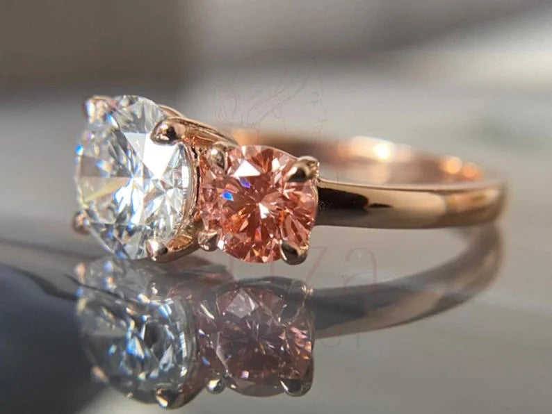 Two Stone Diamond Ring - Yellow Gold Toi et Moi Ring | Briza Jewel