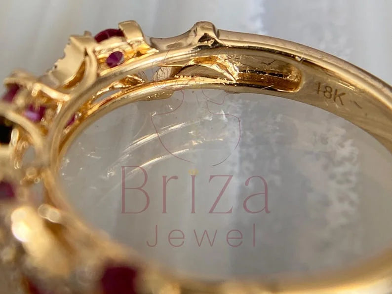 Vintage Ruby Engagement Ring - 14k Gold Diamond | Briza Jewel