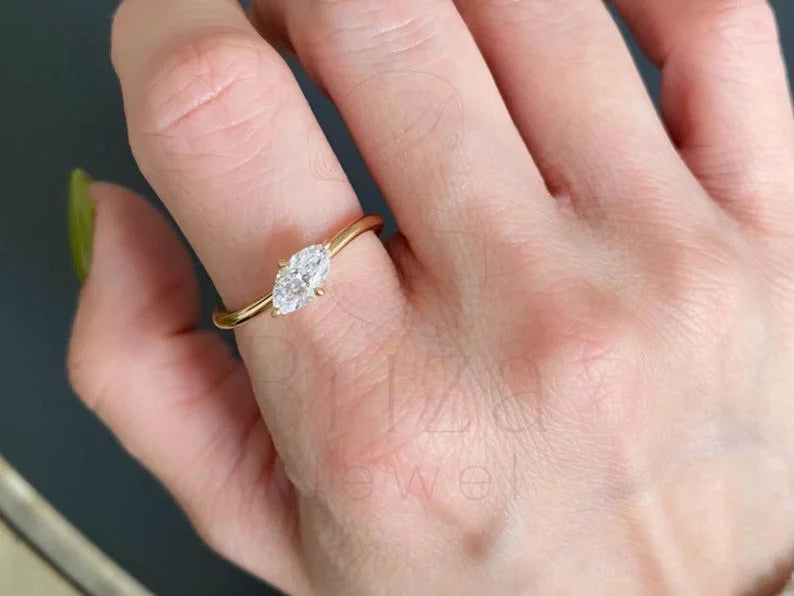 Marquise Diamond Solitaire Ring | Briza Jewel