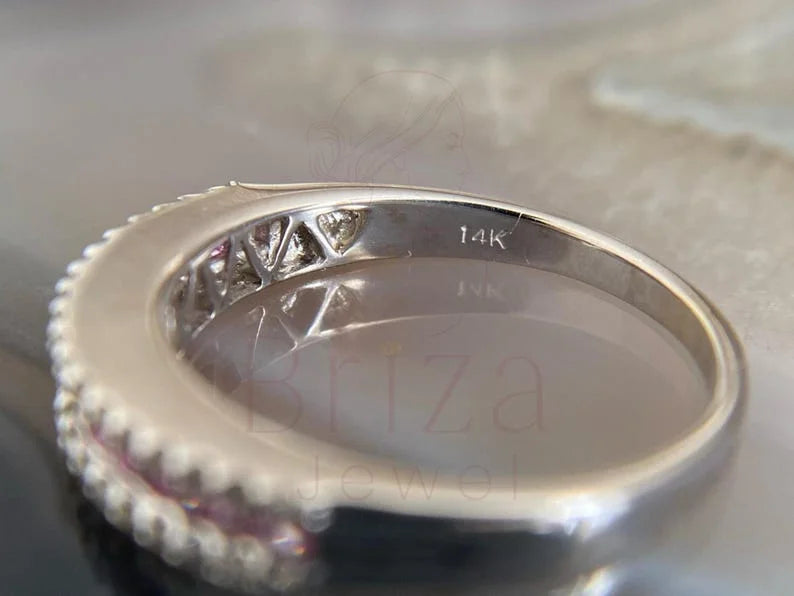 Pink Sapphire Diamond Band | Briza Jewel
