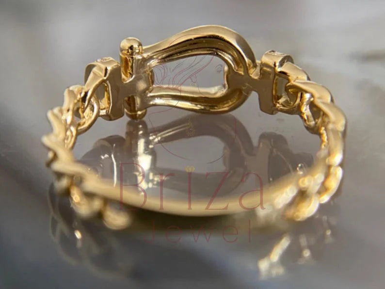 Yellow gold engagement band - Lab Grown 14k Gold Diamond Pave Ring | Briza Jewel