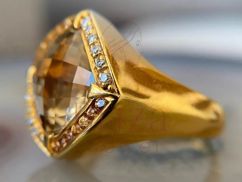 Smoky Quartz Gold Ring - Vintage | Briza Jewel