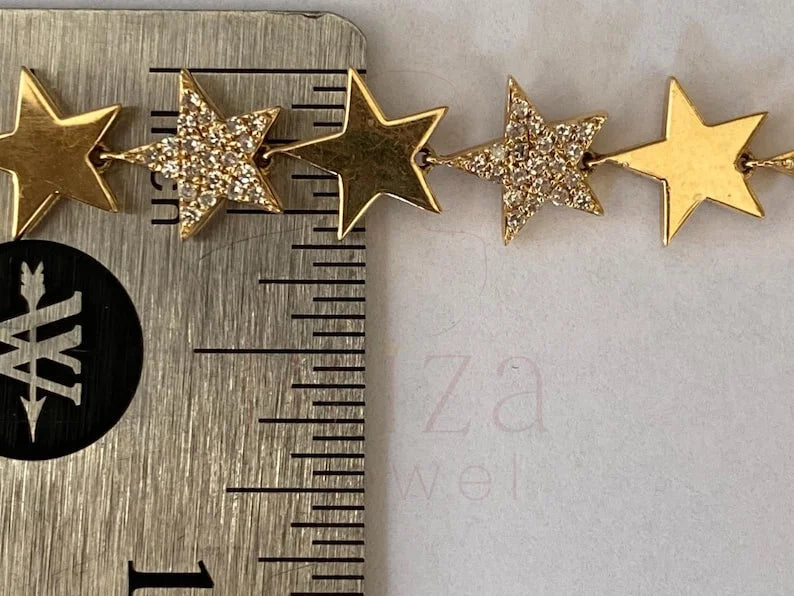 Gold Star Charm Bracelet - Lab Grown Diamond | Briza Jewel