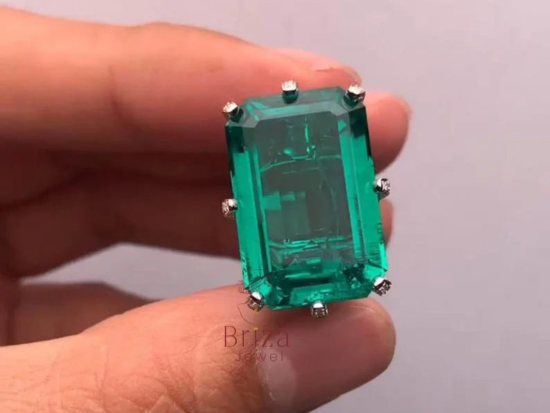 Art Deco Engagement Ring - Emerald Cut Diamond Ring | Briza Jewel