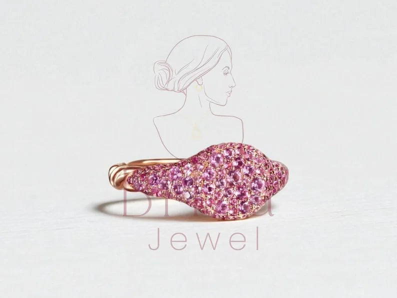 Pink Sapphire Engagement Ring - Rose Gold Pave | Briza Jewel