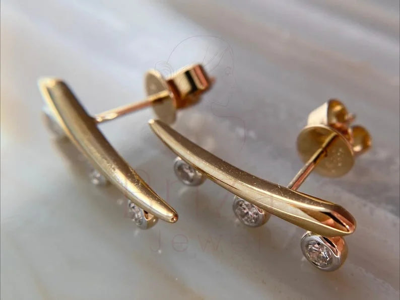 Lab Grown Diamond Earrings - Modern Curved Design | Briza Jewel