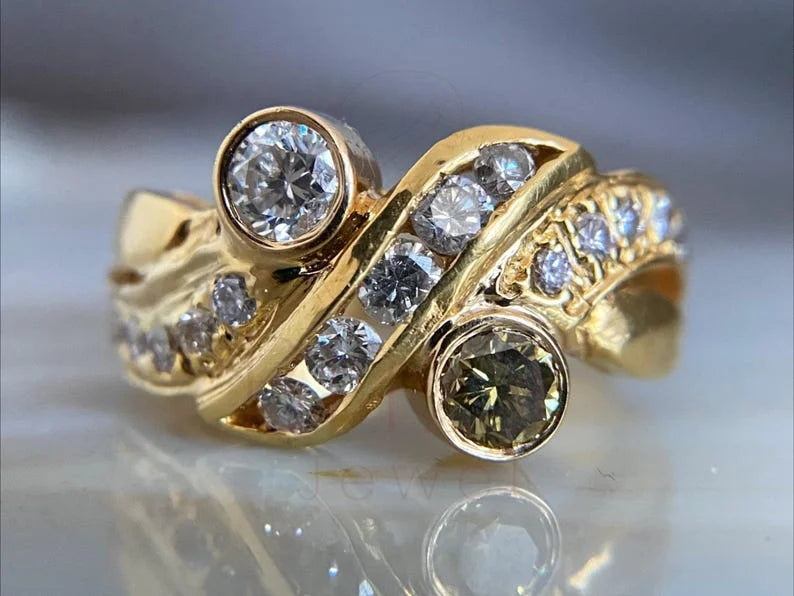 Diamond Swirl Ring - 18K Gold | Briza Jewel