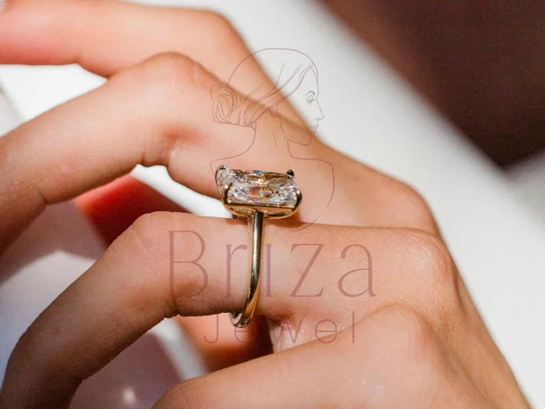Wedding Rings Radiant Cut - Lab Grown Gold Diamond Solitaire | Briza Jewel