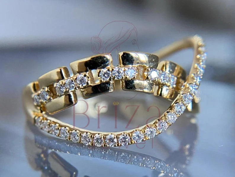 Infinity Diamond Ring - 14K Gold Pave | Briza Jewel