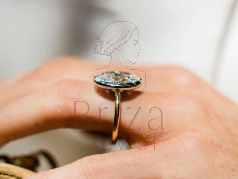 Oval Engagement Band - Lab Grown Gold Diamond Solitaire Ring | Briza Jewel