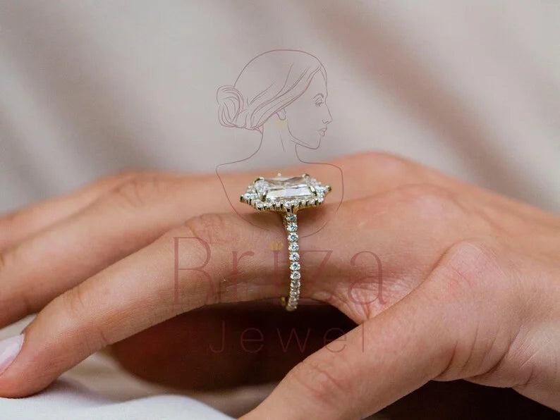 Radiant Cut Wedding Ring - Lab Grown Diamond Halo | Briza Jewel