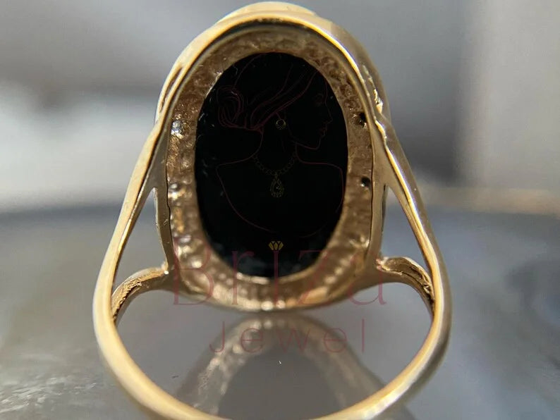 Women's Black Wedding Ring - Gold Diamond | Briza Jewel