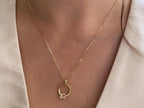 Gold Circle Pendant - Diamond Minimalist Necklace | Briza Jewel
