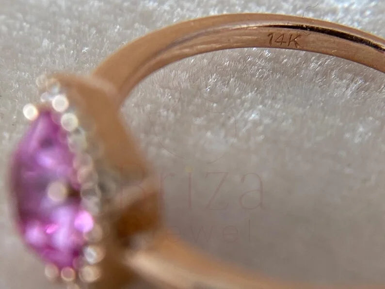 Cushion Cut Topaz Ring - Rose Gold Diamond Halo | Briza Jewel