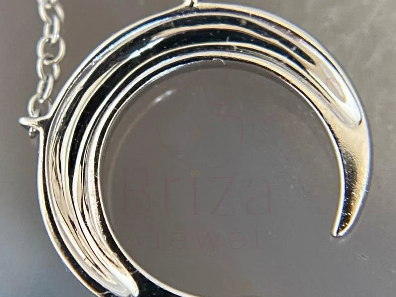 crescent moon pendant in White Gold | Briza Jewel